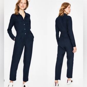 Boden Midnight Blue Button-Up Jumpsuit